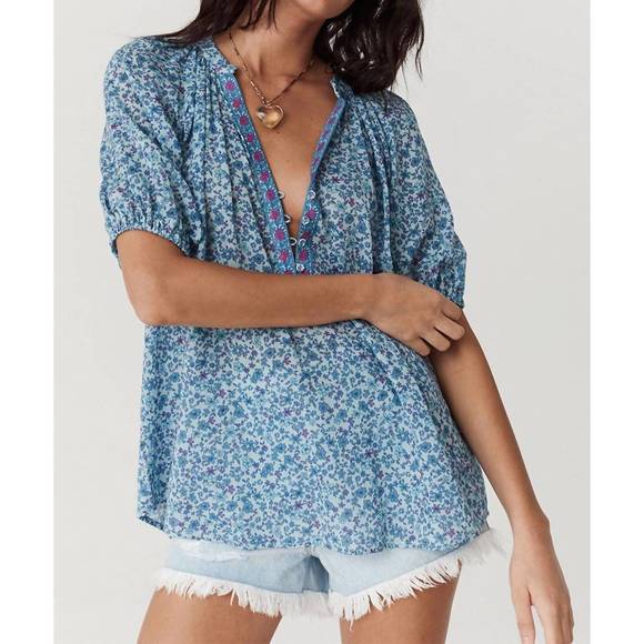 NEW SPELL love jetty short sleeve blouse in nirvana - Picture 1 of 6